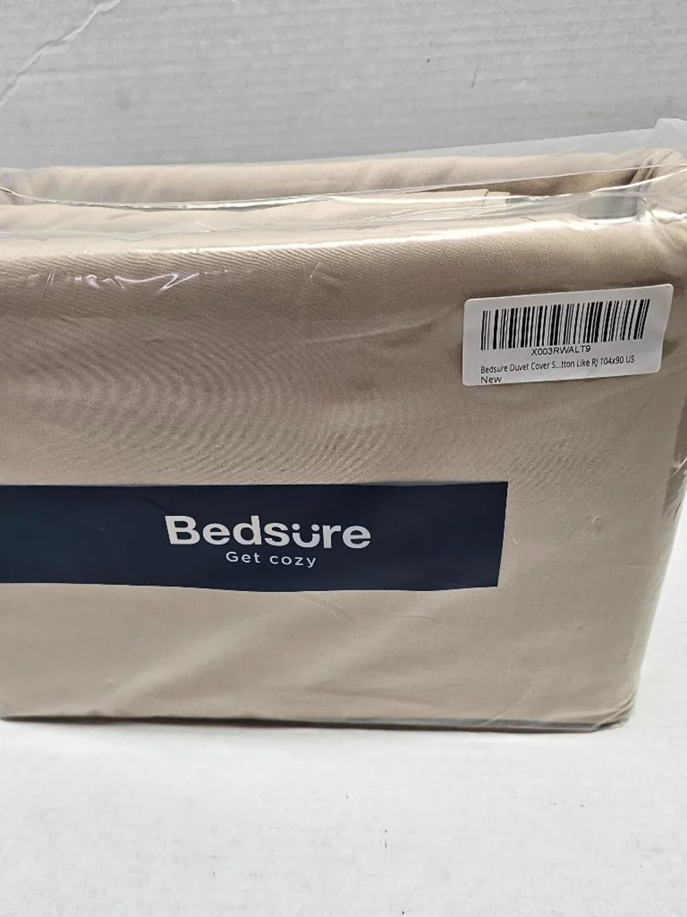New King Bedsure Get Cozy Beige 1 Duvet Cover 2 Pillowcase Set Polyester NWT